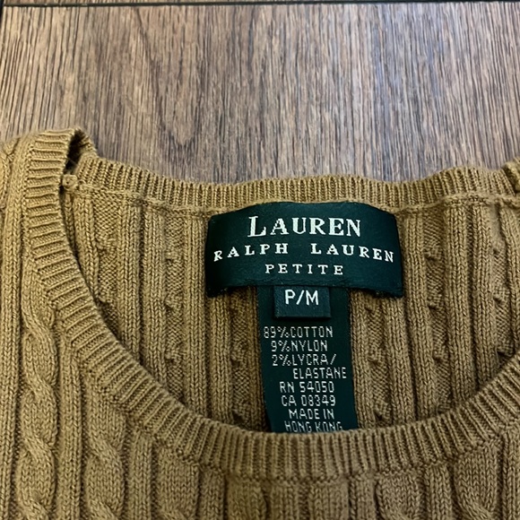 Lauren Ralph Lauren beige/camel color shirt sleeve sweater petite medium - Picture 2 of 6